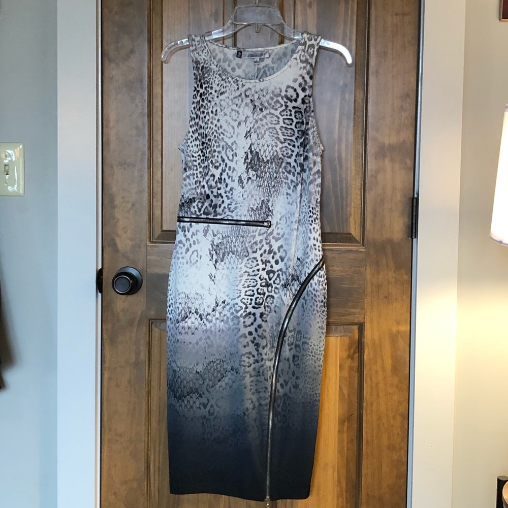Stylish Gray and Black Animal Print Dress